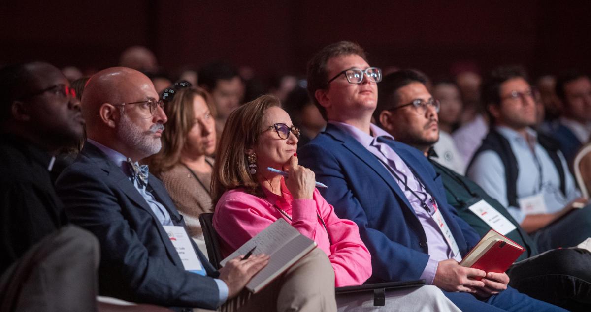 Attendees listening to a lecture.